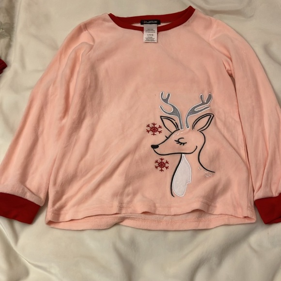 NWOT cuddle duds girls 10/12 fleece pajama set flame resistant pink/red - Picture 3 of 7